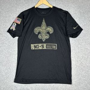 Nike New Orleans Saints Shirt Mens M Black Camo‎ Salute To Service Dri-Fit Crew